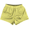 Checkerboard Half Inch Yellow Bright and White Womens & Girls Sport Shorts End Made In USA by Tribe Lacrosse