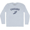 Chicago Running Track Winged Foot Adult Tri-Blend Long Sleeve T-shirt by Tribe Lacrosse