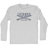 Cocoa Beach Surf Break Crossed Surf Board Surfing Destination Adult Cotton Long Sleeve T-Shirt by Tribe Lacrosse