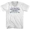Cocoa Beach Surf Break Crossed Surf Board Surfing Destination Adult Cotton V-Neck T-Shirt by Tribe Lacrosse