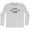 Custom Month, Day and Year Adult Cotton Long Sleeve T-shirt by Tribe Lacrosse