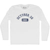 Custom Month, Day and Year Adult Cotton Long Sleeve T-shirt by Tribe Lacrosse