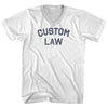 Custom Text Arched Over Law Text  Adult Cotton V-neck T-shirt by Tribe Lacrosse