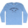 Custom Text Crossed Lacrosse Sticks Adult Tri-Blend Long Sleeve T-shirt by Tribe Lacrosse