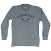 Custom Text Crossed Lacrosse Sticks Adult Tri-Blend Long Sleeve T-shirt by Tribe Lacrosse