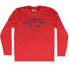 Custom Text Crossed Lacrosse Sticks Adult Tri-Blend Long Sleeve T-shirt by Tribe Lacrosse