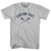 Custom Text Crossed Lacrosse Sticks Adult Cotton T-shirt by Tribe Lacrosse