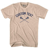 Custom Text Crossed Lacrosse Sticks Adult Cotton T-shirt by Tribe Lacrosse