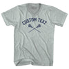 Custom Text Crossed Lacrosse Sticks Adult Tri-Blend V-neck T-shirt by Tribe Lacrosse