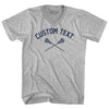 Custom Text Crossed Lacrosse Sticks Adult Cotton V-neck T-shirt by Tribe Lacrosse