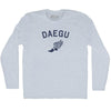 Daegu Running Track Winged Foot Adult Tri-Blend Long Sleeve T-shirt by Tribe Lacrosse
