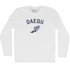 Daegu Running Track Winged Foot Adult Cotton Long Sleeve T-shirt by Tribe Lacrosse