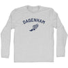 Dagenham Running Track Winged Foot Adult Cotton Long Sleeve T-shirt by Tribe Lacrosse