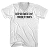 Department of Corrections Stencil Black Art  Adult Cotton V-neck T-shirt by Tribe Lacrosse