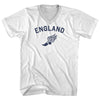 England Running Track Winged Foot Adult Cotton V-neck T-shirt by Tribe Lacrosse
