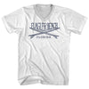 Flagler Surf Break Crossed Surf Board Surfing Destination Adult Cotton V-Neck T-Shirt by Tribe Lacrosse
