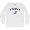 Fukuoka Running Track Winged Foot Adult Cotton Long Sleeve T-shirt by Tribe Lacrosse
