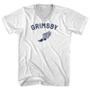 Grimsby Running Track Winged Foot Adult Cotton V-neck T-shirt by Tribe Lacrosse