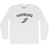 Hamburg Running Track Winged Foot Adult Cotton Long Sleeve T-shirt by Tribe Lacrosse