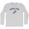 Hamilton Running Track Winged Foot Adult Cotton Long Sleeve T-shirt by Tribe Lacrosse