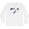 Hamilton Running Track Winged Foot Adult Cotton Long Sleeve T-shirt by Tribe Lacrosse