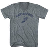 Hartlepool Running Track Winged Foot Tri-Blend V-neck Womens Junior Cut T-shirt by Tribe Lacrosse