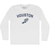 Houston Running Track Winged Foot Adult Cotton Long Sleeve T-shirt by Tribe Lacrosse
