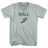 Hull Running Track Winged Foot-Adult Tri-Blend V-neck T-shirt by Tribe Lacrosse