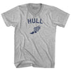 Hull Running Track Winged Foot-Adult Cotton V-neck T-shirt by Tribe Lacrosse