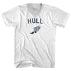 Hull Running Track Winged Foot-Adult Cotton V-neck T-shirt by Tribe Lacrosse