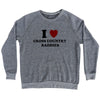 I Heart Cross Country Baddies Adult  Tri-Blend Sweatshirt by Tribe Lacrosse