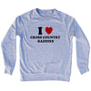I Heart Cross Country Baddies Adult  Tri-Blend Sweatshirt by Tribe Lacrosse
