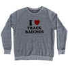I Heart Track Baddies Adult  Tri-Blend Sweatshirt by Tribe Lacrosse