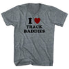 I Heart Track Baddies Adult  Tri-Blend V-neck T-shirt by Tribe Lacrosse