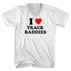 I Heart Track Baddies Adult Cotton V-neck T-shirt by Tribe Lacrosse