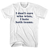 I Don't Care Who Wins, I Hate Both Teams. Custom Cooper Font Adult Cotton T-shirt by Tribe Lacrosse