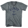 Illinois State Anchor Home Tri-Blend Adult V-neck T-shirt by Ultras