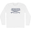 Indian River Surf Break Crossed Surf Board Surfing Destination Adult Cotton Long Sleeve T-Shirt by Tribe Lacrosse
