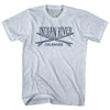 Indian River Surf Break Crossed Surf Board Surfing Destination Adult Tri-Blend T-Shirt by Tribe Lacrosse