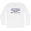 Jacksonville Surf Break Crossed Surf Board Surfing Destination Adult Cotton Long Sleeve T-Shirt by Tribe Lacrosse
