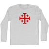 Jerusalem Cross (Red Art) Adult Cotton Long Sleeve T-shirt