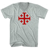 Jerusalem Cross (Red Art) Adult Tri-Blend V-neck T-shirt