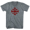 Jerusalem Cross (Red Art) Tri-Blend V-neck Womens Junior Cut T-shirt