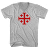 Jerusalem Cross (Red Art) Adult Cotton V-neck T-shirt