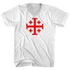Jerusalem Cross (Red Art) Adult Cotton V-neck T-shirt