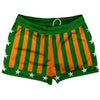 Kelly Green and Orange Champ Shorty Short Gym Shorts 2.5" Inseam Made In USA by Tribe Lacrosse