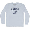 Lagos Running Track Winged Foot Adult Tri-Blend Long Sleeve T-shirt by Tribe Lacrosse