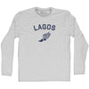 Lagos Running Track Winged Foot Adult Cotton Long Sleeve T-shirt by Tribe Lacrosse