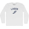Lagos Running Track Winged Foot Adult Cotton Long Sleeve T-shirt by Tribe Lacrosse