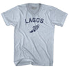 Lagos Running Track Winged Foot Adult Tri-Blend V-neck T-shirt by Tribe Lacrosse